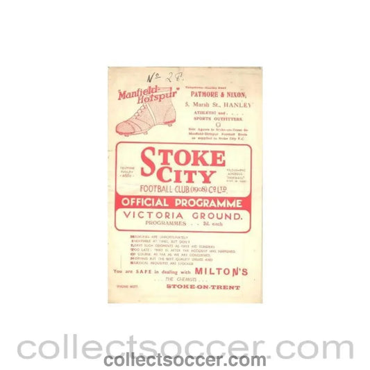 1935 Stoke City v Middlesbrough official programme - Collect Soccer