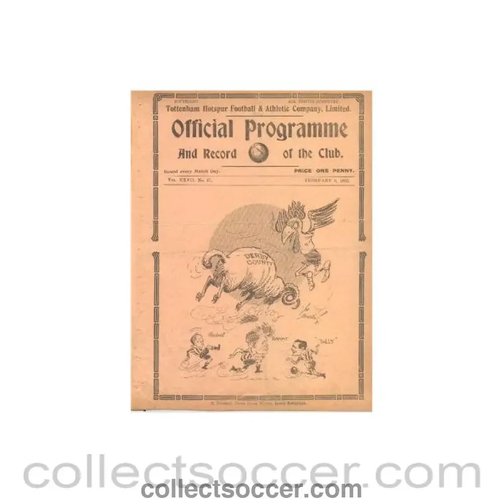 1935 - Tottenham Hotspur v Derby County official programme 09/02/1935 - Collect Soccer