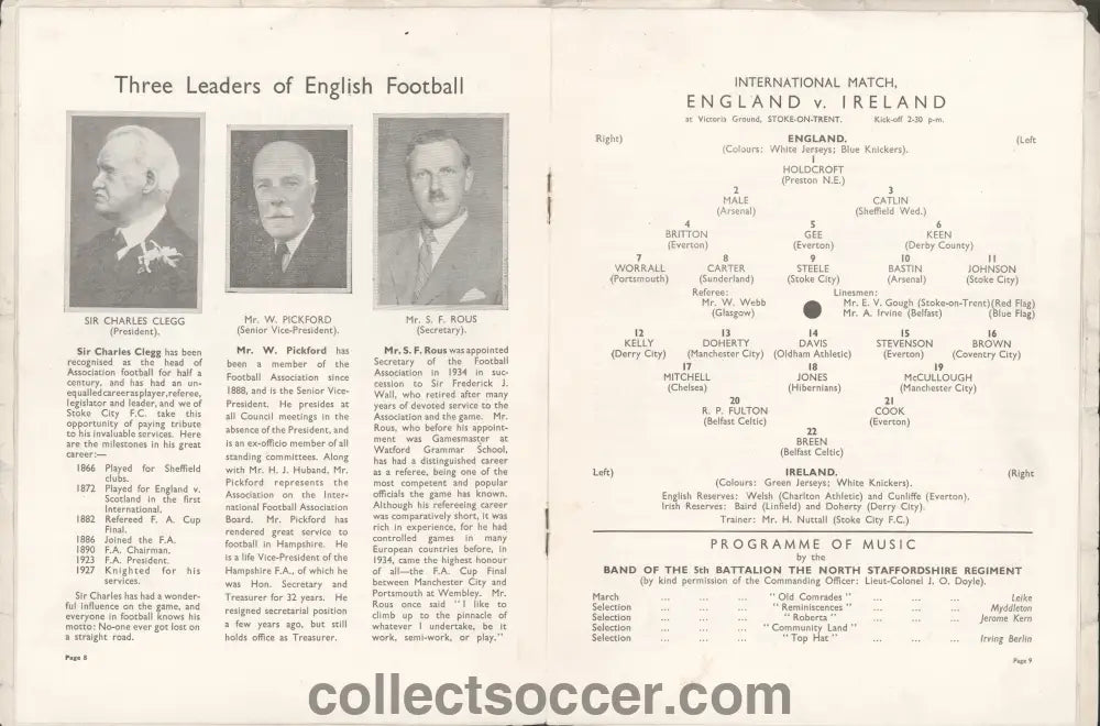 1936 At Stoke City England v Northern Ireland Football Programme - Collect Soccer