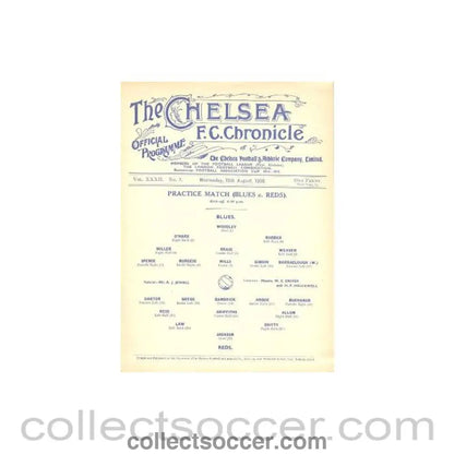 1936 - Chelsea Practice Match official programme 19/08/1936