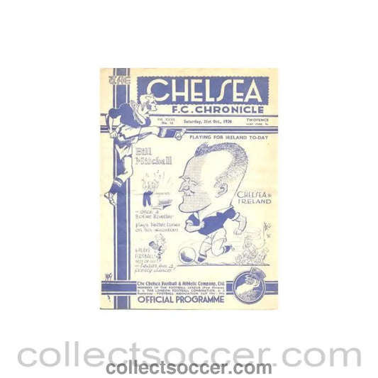 1936 - Chelsea v Derby County official programme 31/10/1936