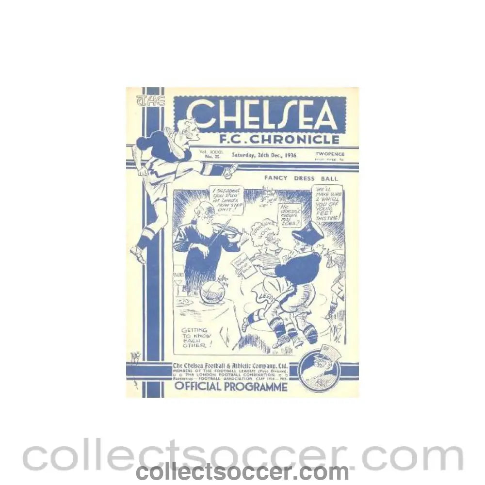1936 - Chelsea v Leeds United official programme 26/12/1936