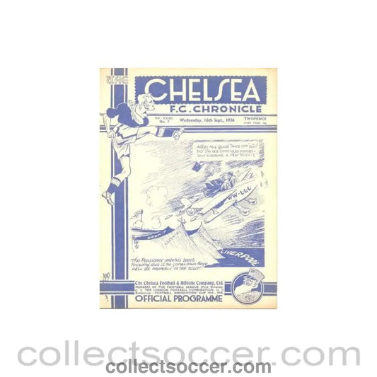 1936 - Chelsea v Liverpool official programme 16/09/1936