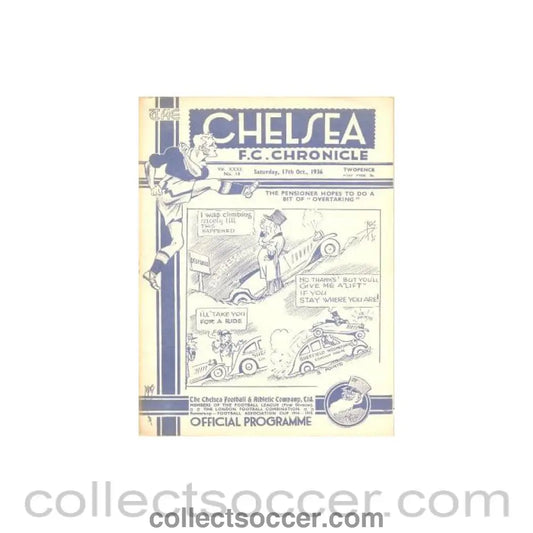 1936 - Chelsea v Sheffield Wednesday official programme 17/10/1936