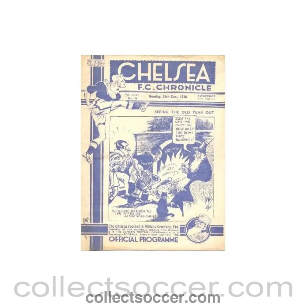 1936 - Chelsea v Stoke City official programme 28/12/1936 - Collect Soccer