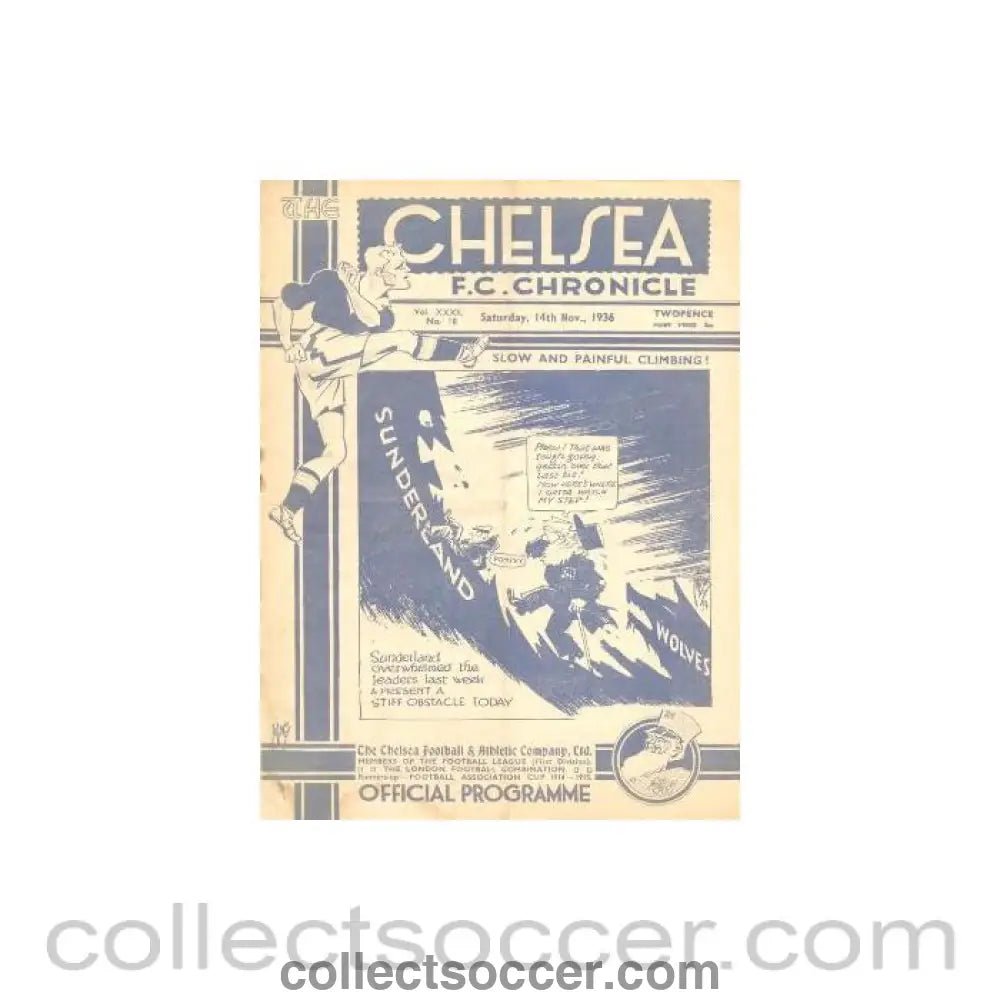 1936 - Chelsea v Sunderland official programme 14/11/1936 - Collect Soccer