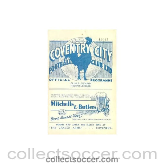 1936 - Coventry City v Newcastle United official programme 07/11/1936 - Collect Soccer