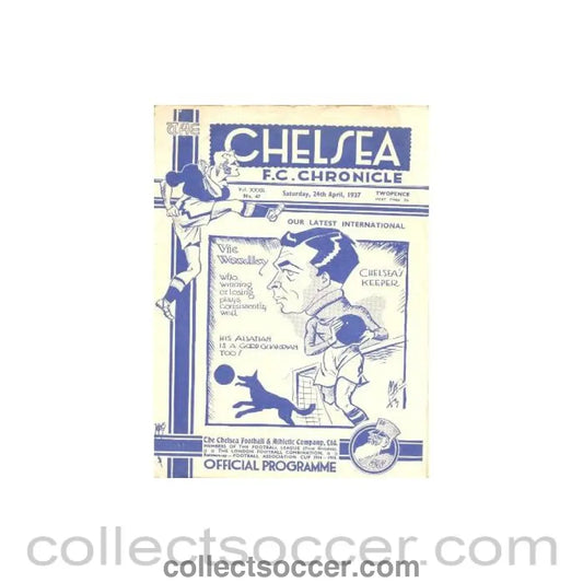 1937 - Chelsea v Arsenal official programme 24/04/1937