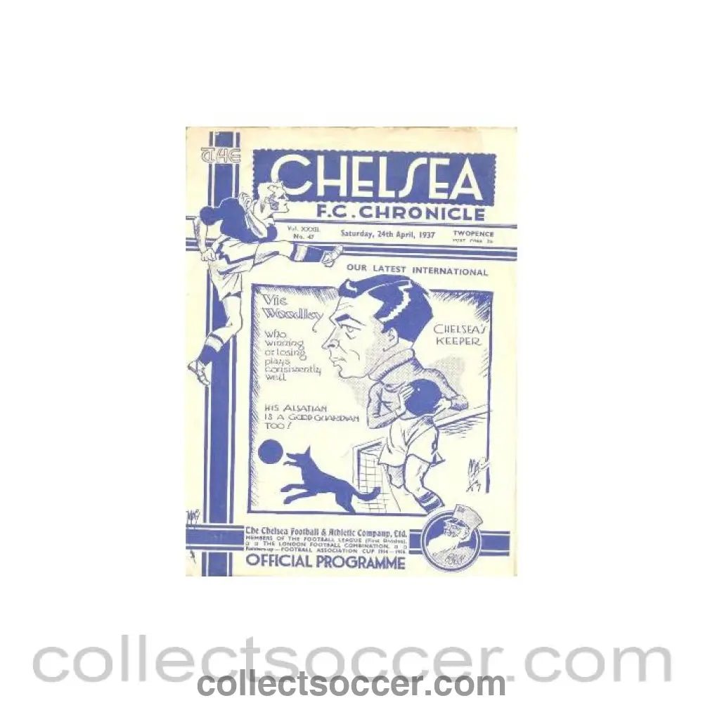1937 - Chelsea v Arsenal official programme 24/04/1937 - Collect Soccer