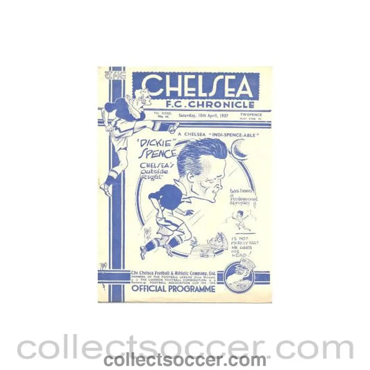 1937 - Chelsea v Bolton Wanderers official programme 10/04/1937