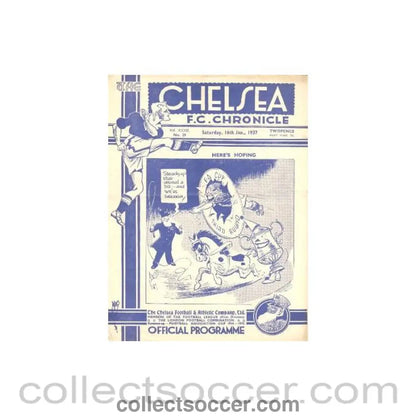 1937 - Chelsea v Leeds United official programme 16/01/1937