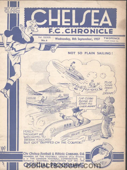 1937 Chelsea v Leeds United Official Programme 8/9/1937