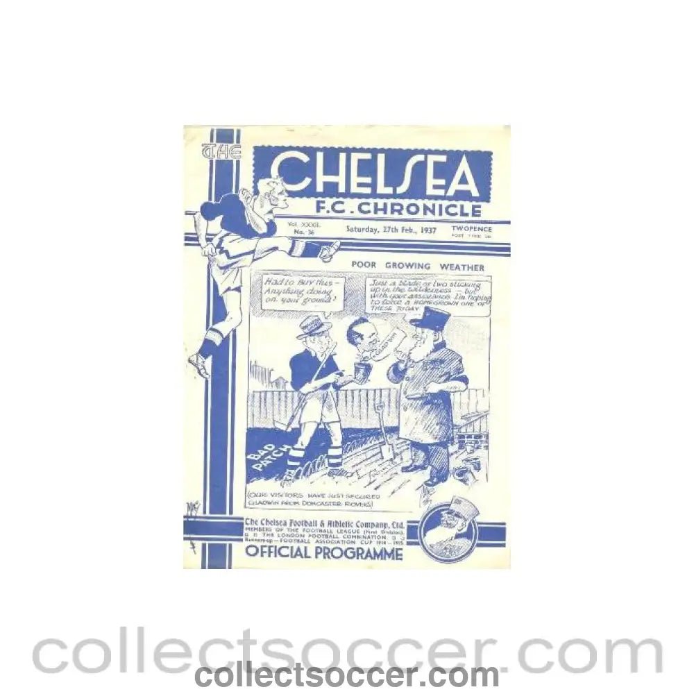 1937 - Chelsea v Manchester United official programme 27/02/1937 - Collect Soccer