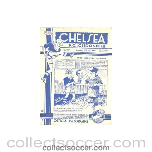 1937 - Chelsea v Manchester United official programme 27/02/1937