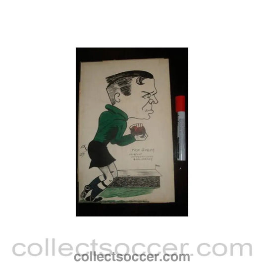 1937 - Ted Sagar - Everton's international goalkeeper - Caricature 1937 - Collect Soccer