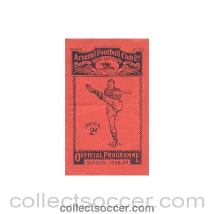 1938 - Arsenal v Derby County official programme 14/09/1938 - Collect Soccer