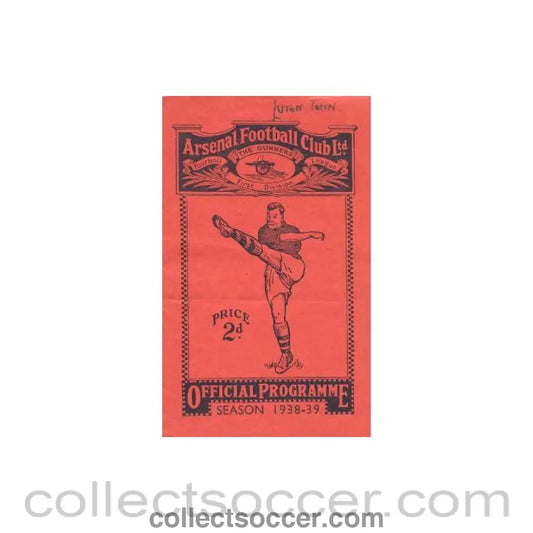 1938 - Arsenal v Luton Town official programme 29/10/1938