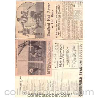 1938 Bradford Park Avenue v Stoke City Football Programme - Collect Soccer