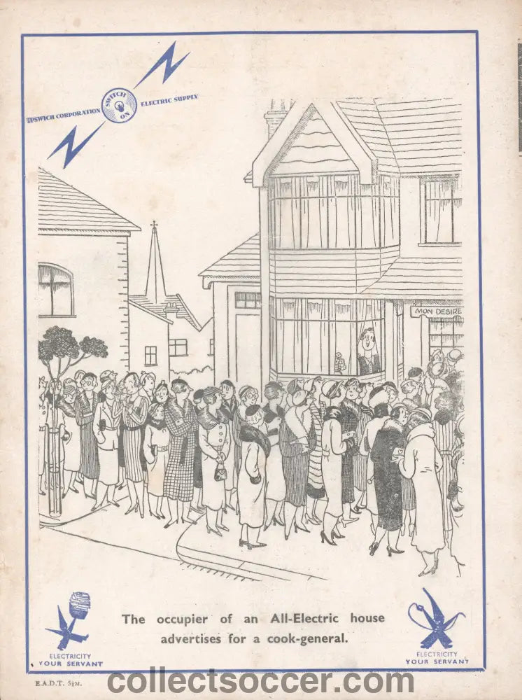 1938 Ipswich Town v Torquay United League Fixture Reduced as Covers Detached