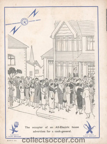 1938 Ipswich Town v Torquay United League Fixture Reduced as Covers Detached