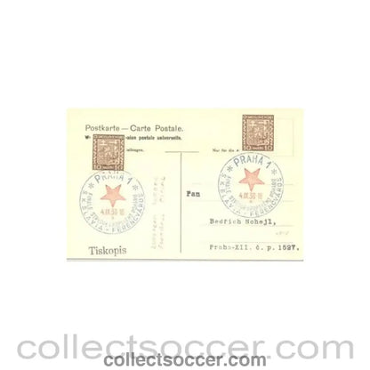 1938 - Slavia Sofia Bulgaria v Ferencvaros Budapest Hungary postcard 04/09/1938 European Final match played in Prag