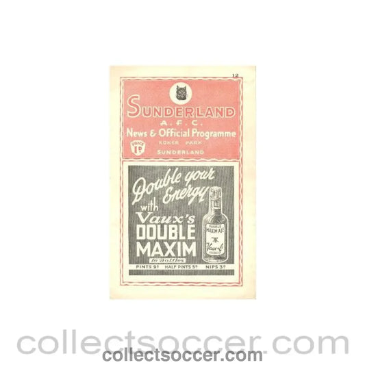 1938 - Sunderland v Stoke City official programme 05/11/1938