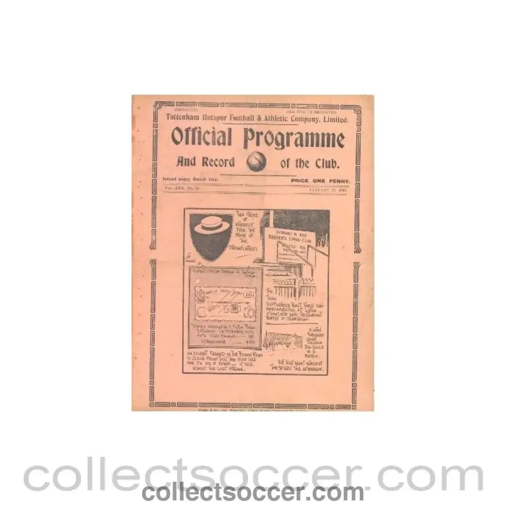 1938 - Tottenham Hotspur v Luton official programme 29/01/1938 - Collect Soccer
