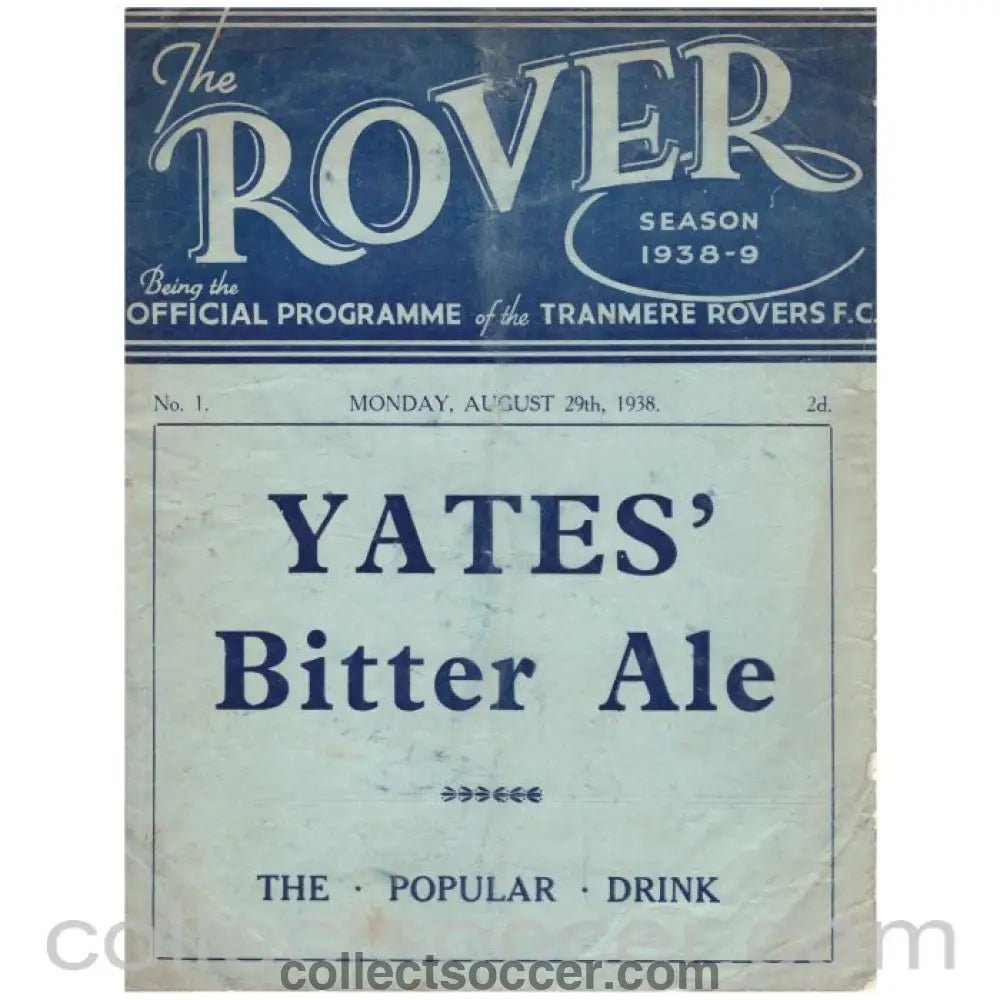 1938 Tranmere Rovers v Millwall Official Programme - Collect Soccer