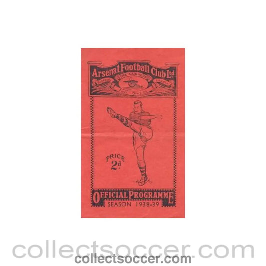 1939 - Arsenal v Charlton Athletic official programme 21/01/1939