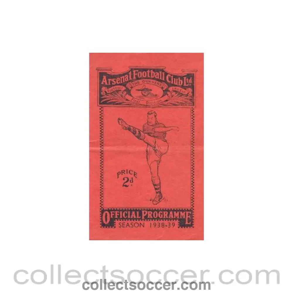 1939 - Arsenal v Charlton Athletic official programme 21/01/1939 - Collect Soccer