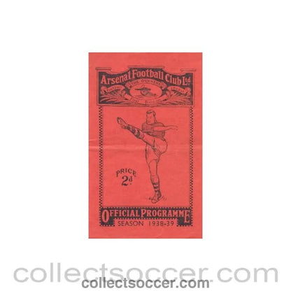 1939 - Arsenal v Charlton Athletic official programme 21/01/1939 - Collect Soccer