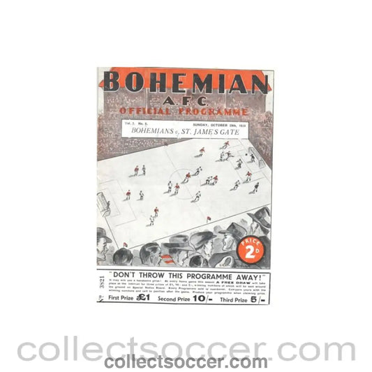1939 - Bohemians v St. Jame’s Gate official programme 29/10/1939