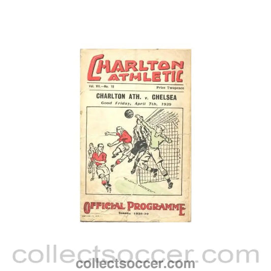 1939 - Charlton Athletic v Chelsea official programme 07/04/1939
