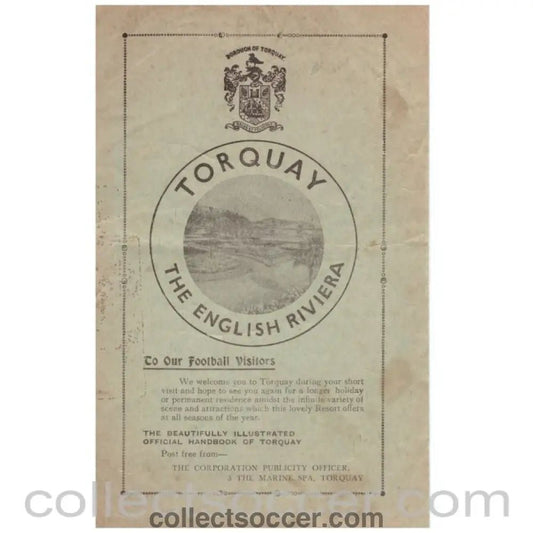 1939 - Torquay United v Walsall 30/08/1939 Official Football Programme - Collect Soccer