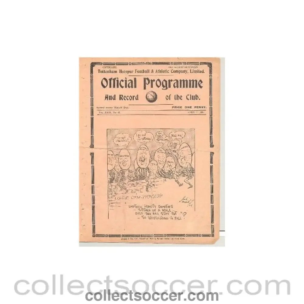 1939 - Tottenham V Plymouth 07/04/1939 Football League - Collect Soccer
