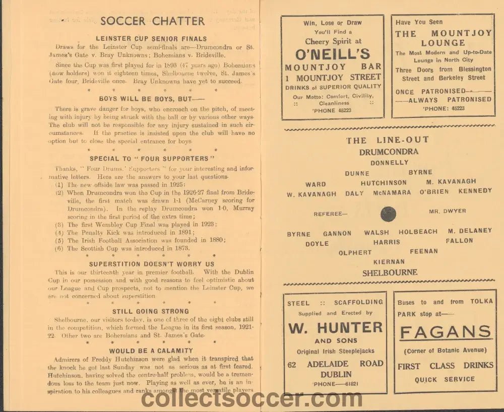 1940 Drumcondra v Shelbourne League of Ireland Shield Programme - Collect Soccer