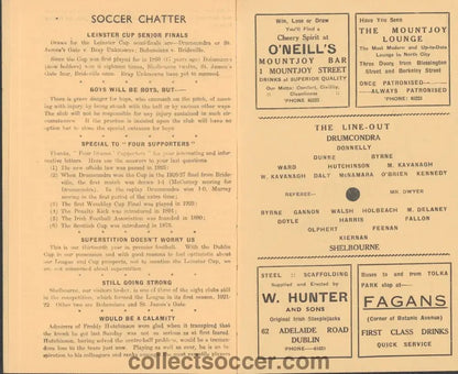 1940 Drumcondra v Shelbourne League of Ireland Shield Programme - Collect Soccer