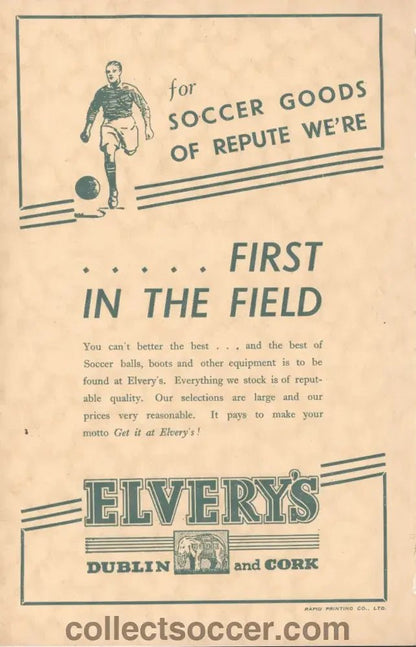 1941 Cork v Waterford Cup Munster Senior Cup Final Programme - Collect Soccer