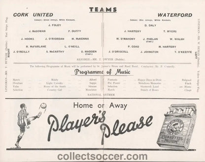 1941 Cork v Waterford Cup Munster Senior Cup Final Programme - Collect Soccer