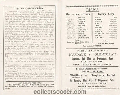 1942 Shamrock Rovers v Derry City Programme - Collect Soccer
