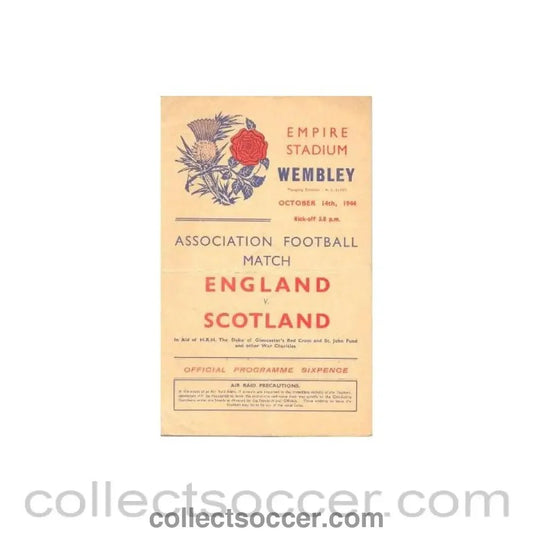 1944 England v Scotland official programme 14/10/1944 - Collect Soccer