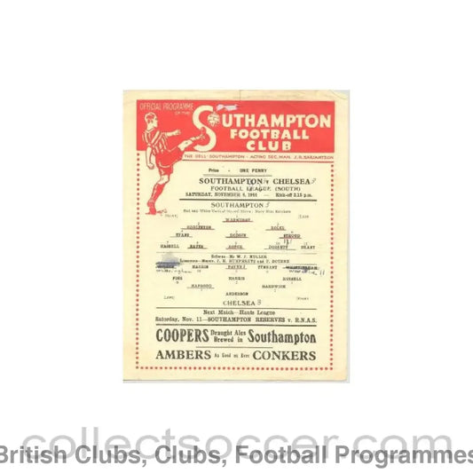 1944 - Southampton vChelsea official programme 04/11/1944