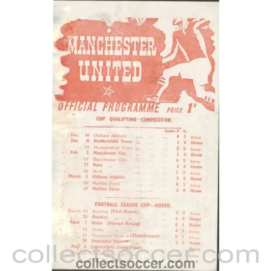 1945 - Manchester United v Chesterfield Official Football Programme 5/5/1945 - Collect Soccer