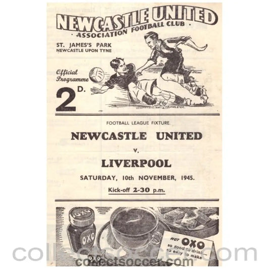 1945 Newcastle United v Liverpool Official Programme - Collect Soccer