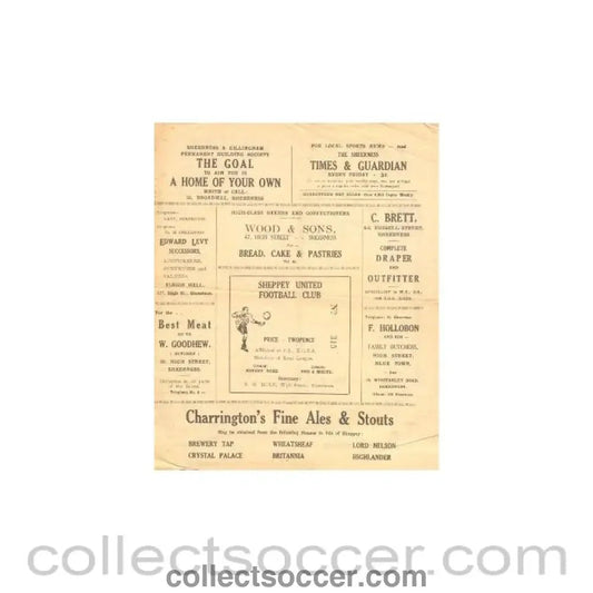 1945 - Sheppey United v 12th I.T.C. official programme probably of season 1945 - 46 - Collect Soccer