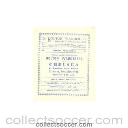 1946 - Bolton vChelsea official programme 28/12/1946 - Collect Soccer
