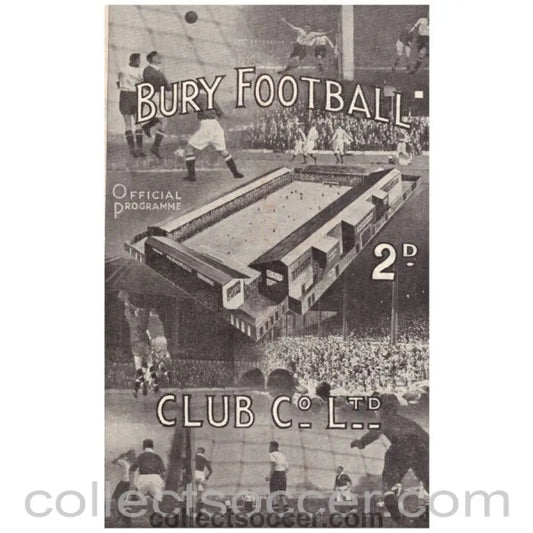 1946 Bury v West Bromwich Albion Football Programme - Collect Soccer