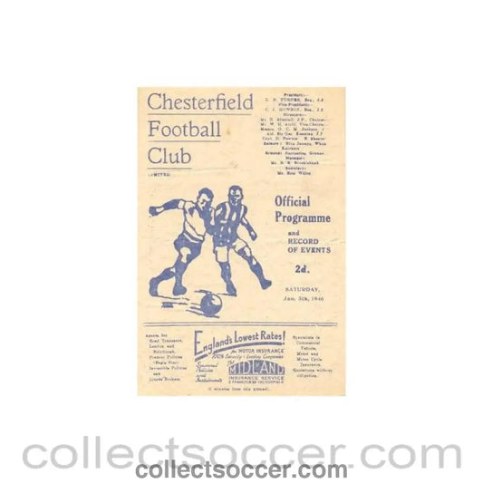 1946 - Chesterfield v York City official programme 05/01/1946 - Collect Soccer
