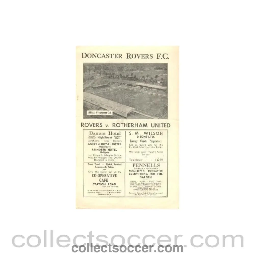 1946 - Doncaster Rovers v Rotherham United official programme 21/12/1946 - Collect Soccer