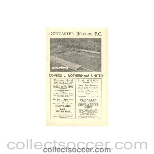 1946 - Doncaster Rovers v Rotherham United official programme 21/12/1946 - Collect Soccer
